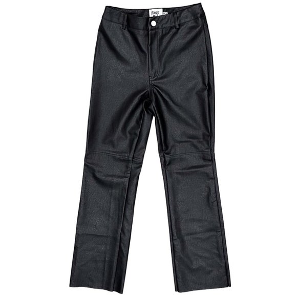 Princess Polly Macey High-Rise Straight Leg Vegan Faux Leather Pants in Black - Picture 4 of 16